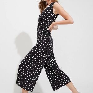 WHBM Surplice Crop Jumpsuit Black/White with Polka dots Size XXS